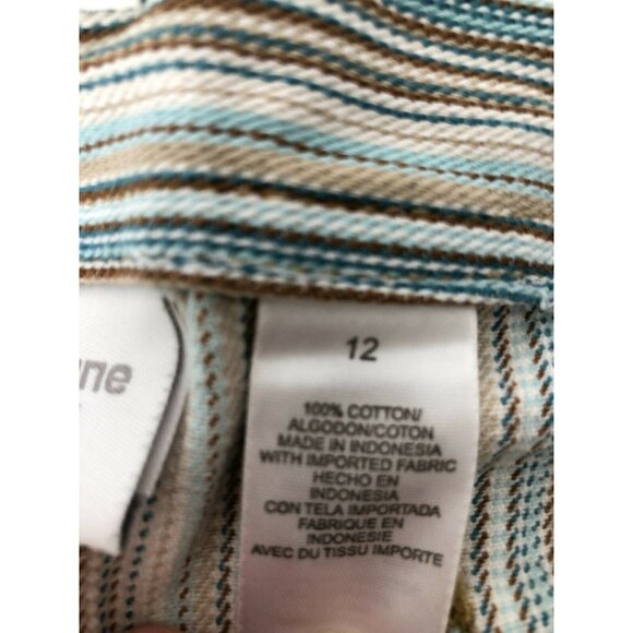 2/$30 Liz Claiborne Lizwear Jeans Michaela Capris Womens 12 Striped Pleated Wais - Picture 8 of 9